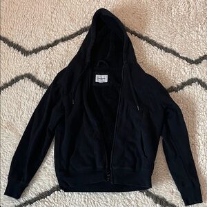 Black Zip-Up Fleece Lined Hoodie